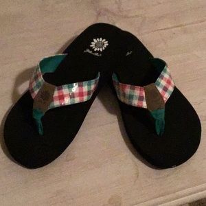 Yellow Box flip flops